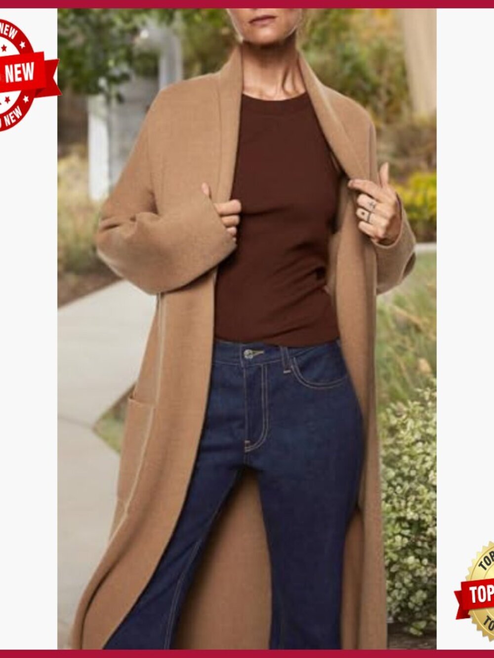 Long Sleeve Maxi Cardigan Open Front Oversized Knitted Sweater Coat Casual - Picture 6 of 7